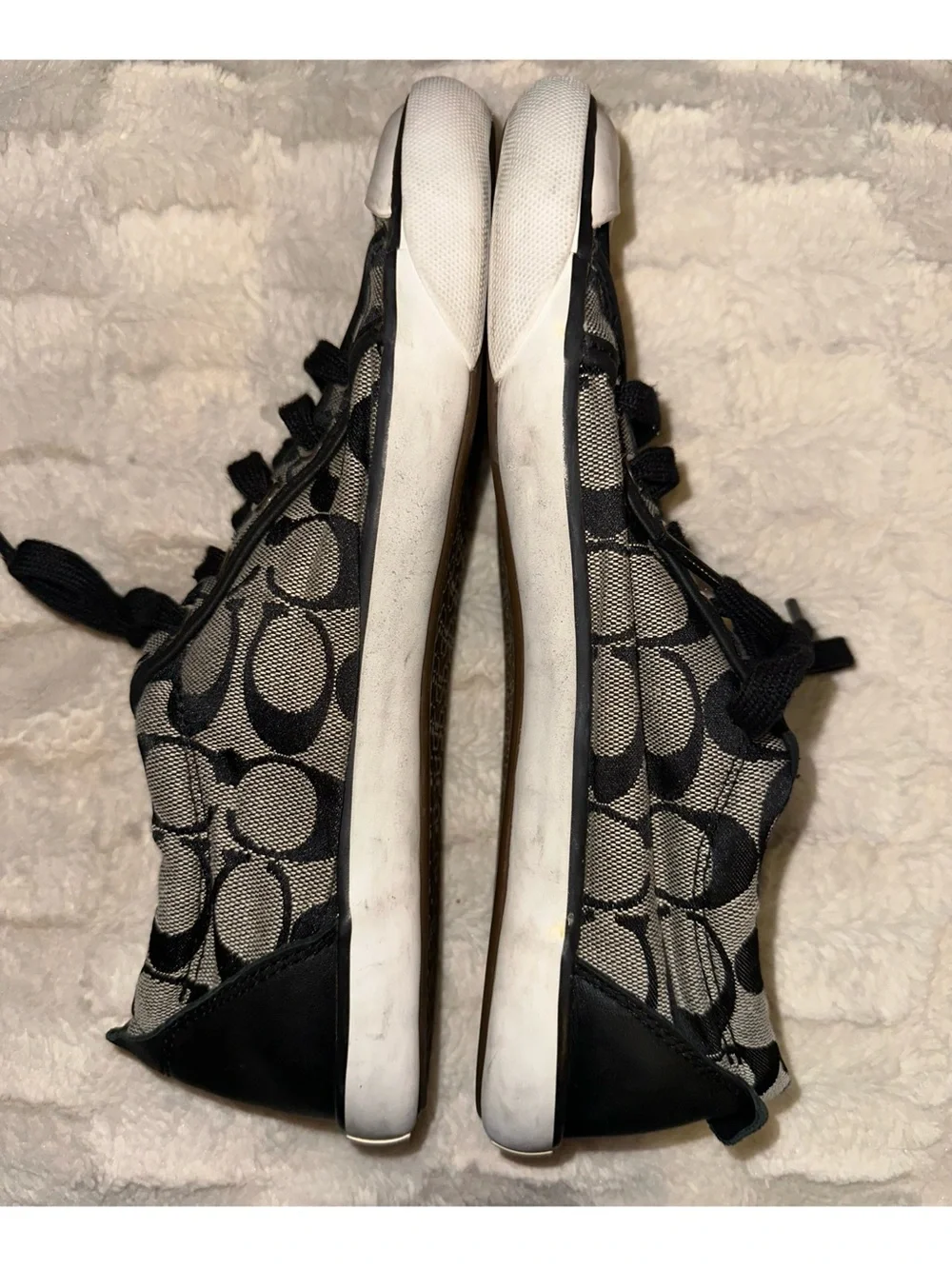 Sz 91/2B Coach Barrett Black Signature Monogram Canvas Sneakers